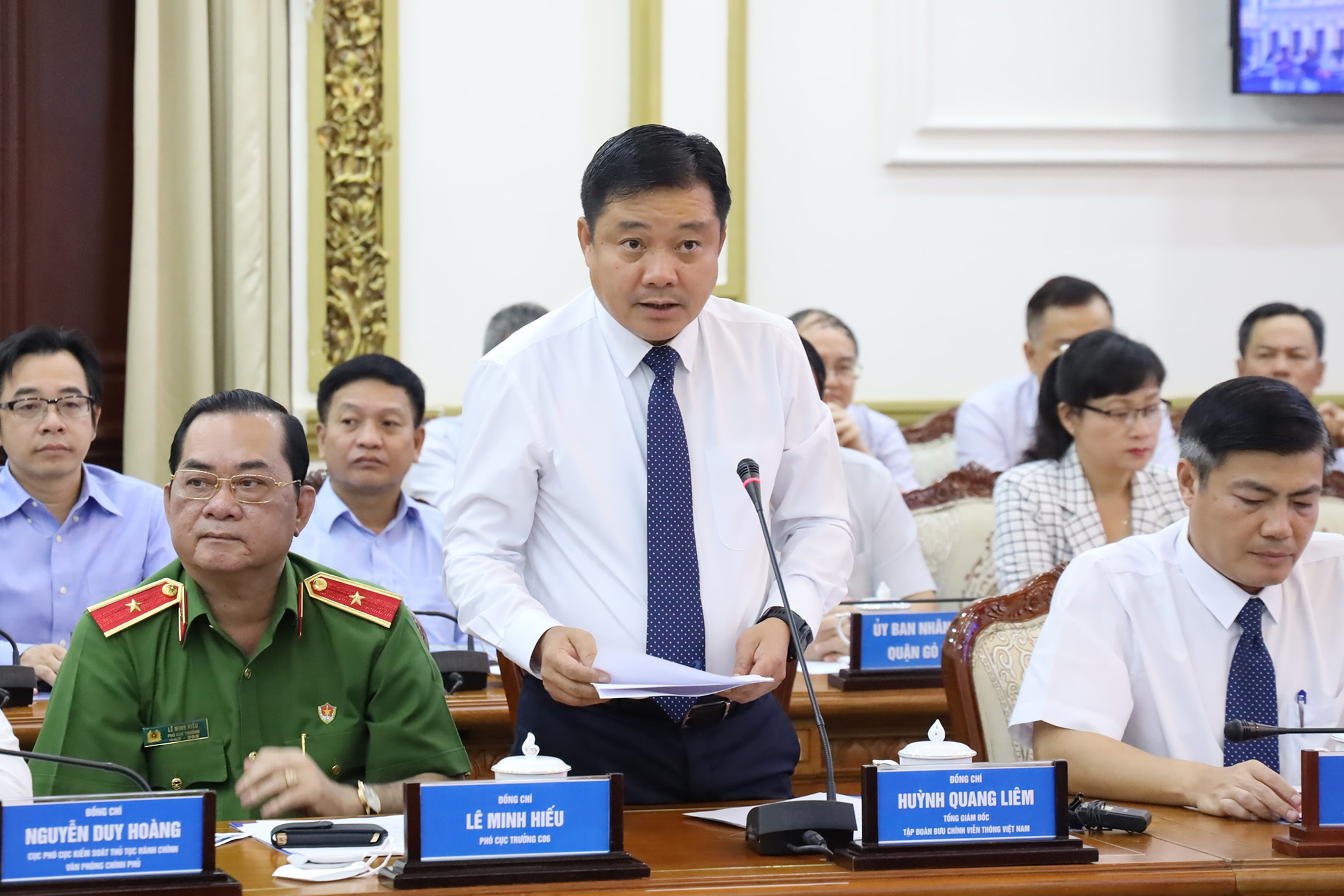 Đồng chí Huỳnh Quang Liêm - Tổng giám đốc Tập đoàn VNPT phát biểu.